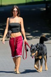 Emily Ratajkowski Strolls Brooklyn in Tube Top & Shorts
