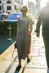 Emma Roberts Arrives in Paris, Radiates Gingham Chic