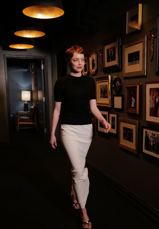Emma Stone Embraces Understated Chic for Kimmel