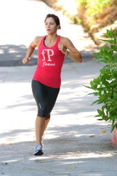 Katharine McPhee Runs Santa Monica in Vibrant Fitness Gear