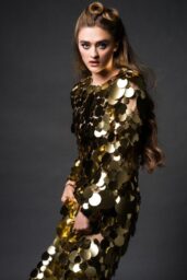 Lizzy Greene Debuts Golden Glamour for Nineteen92 Fashion