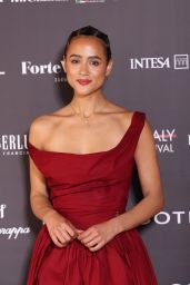 Nathalie Emmanuel Unveils Classic Glamour at Filming Italy 2025