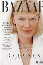 Pamela Anderson Unveils Grecian Minimalism for UK Bazaar 2025