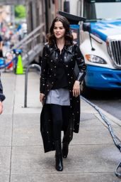 Selena Gomez Wears Studded A.W.A.K.E. Mode Coat in NYC