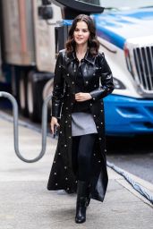 Selena Gomez Wears Studded A.W.A.K.E. Mode Coat in NYC