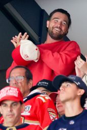 Swift Cheers Stanley Cup Final in Area Track Suit