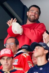Swift Cheers Stanley Cup Final in Area Track Suit