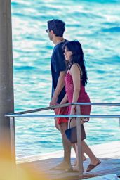 Camila Cabello Lands in Nerano with Sheer Red Charm