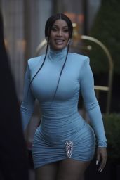 Cardi B Electrifies Paris in Sky Blue Bodycon