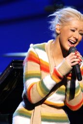 Christina Aguilera Rehearses in Striped Ease Ahead of 2006 Grammys