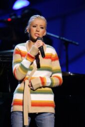 Christina Aguilera Rehearses in Striped Ease Ahead of 2006 Grammys