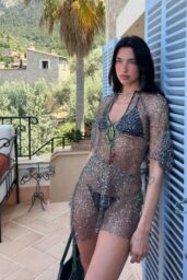 Dua Lipa Layers Sheer Isabel Marant Over Cherry-Print Bikini in Mallorca