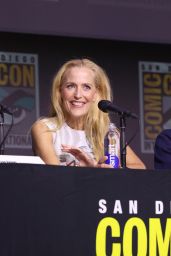 Gillian Anderson Attends Tron Ares Panel in Floral Futurism