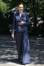Hayley Atwell Unveils Sharp Stripes at Wimbledon