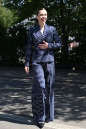 Hayley Atwell Unveils Sharp Stripes at Wimbledon