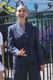 Hayley Atwell Unveils Sharp Stripes at Wimbledon