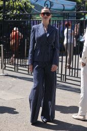 Hayley Atwell Unveils Sharp Stripes at Wimbledon