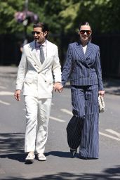 Hayley Atwell Unveils Sharp Stripes at Wimbledon