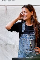 Katie Holmes Overalls NYC Set Style