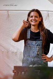 Katie Holmes Overalls NYC Set Style
