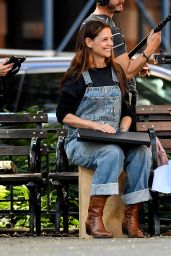 Katie Holmes Overalls NYC Set Style