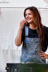Katie Holmes Overalls NYC Set Style