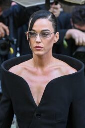 Katy Perry Attends Balenciaga’s Paris Couture Show in Monochrome Whiplash Chic