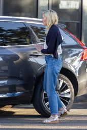 Kirsten Dunst Exits Burbank Dinner in Relaxed Denim, Chic Sandals