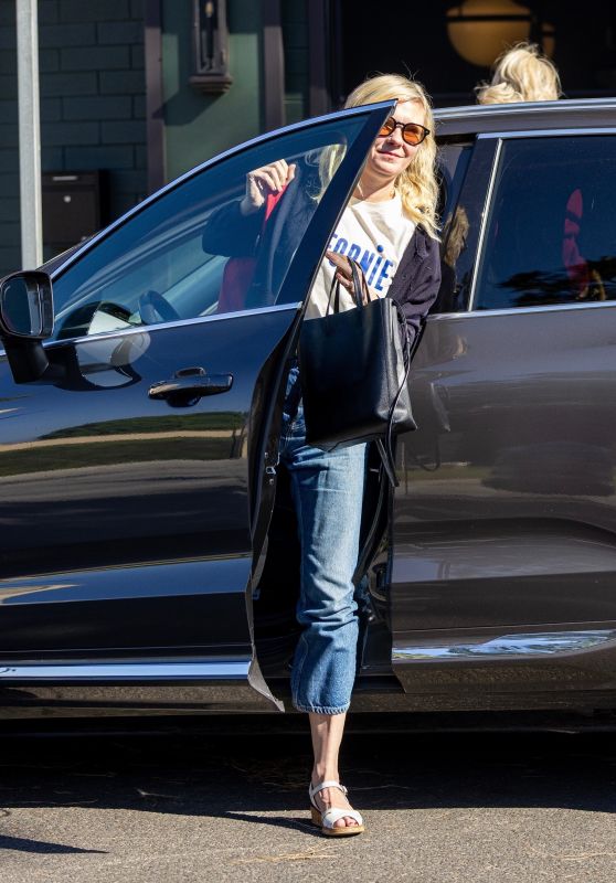 Kirsten Dunst Exits Burbank Dinner in Relaxed Denim, Chic Sandals