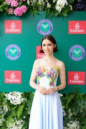 Lily Collins Attends Wimbledon in Colibri Whimsy – London 2025