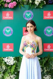 Lily Collins Attends Wimbledon in Colibri Whimsy – London 2025