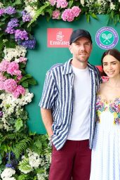 Lily Collins Attends Wimbledon in Colibri Whimsy – London 2025