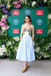 Lily Collins Attends Wimbledon in Colibri Whimsy – London 2025