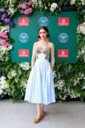 Lily Collins Attends Wimbledon in Colibri Whimsy – London 2025