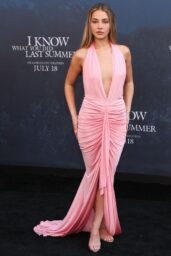 Madelyn Cline Debuts Vintage-Pink Drama at L A Horror Premiere