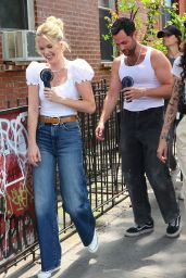 Meghann Fahy & Penn Badgley Spotted on "You Deserve Each Other" Set