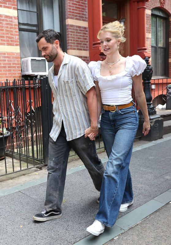 Meghann Fahy & Penn Badgley Spotted on "You Deserve Each Other" Set