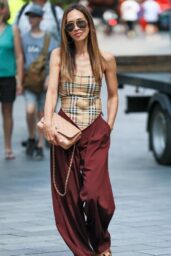 Myleene Klass Turns Heads in Chic Burberry Ensemble Outside Smooth Radio Studios 03 07 2025