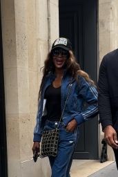 Naomi Campbell Reimagines Sportswear, Steps Out in Blue Adidas Ensemble in Paris