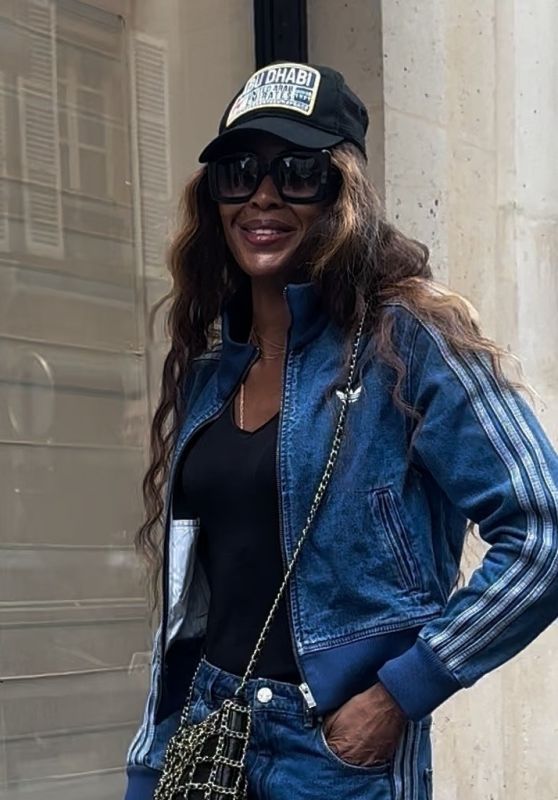 Naomi Campbell Reimagines Sportswear, Steps Out in Blue Adidas Ensemble in Paris