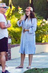 Noah Cyrus Greets Friends in Toluca Lake, Opts for Relaxed Robe Look