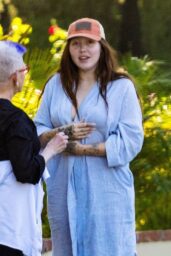 Noah Cyrus Greets Friends in Toluca Lake, Opts for Relaxed Robe Look