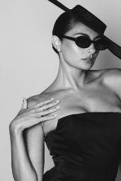 Paige DeSorbo Channels Noir Riviera in Sculptural Slit Dress – July 2025