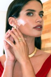 Sara Sampaio Ignites Who What Wear in Fiery Red Gown