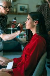 Sara Sampaio Ignites Who What Wear in Fiery Red Gown