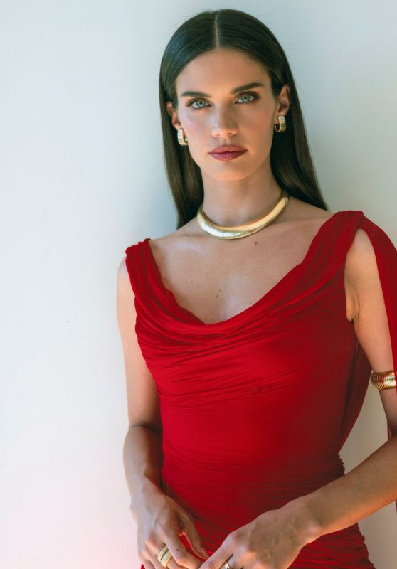 Sara Sampaio Ignites Who What Wear in Fiery Red Gown