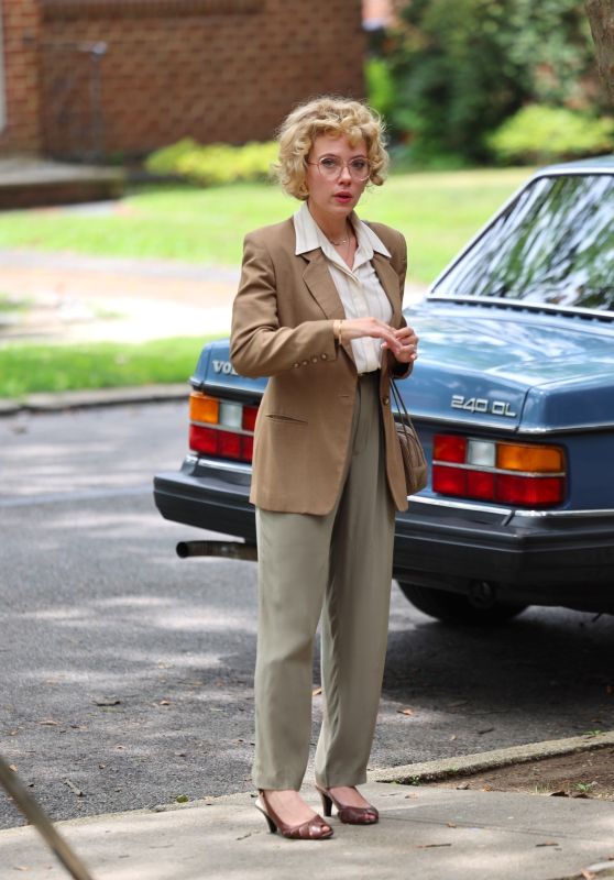 Scarlett Johansson Embodies Retro Chic Filming 