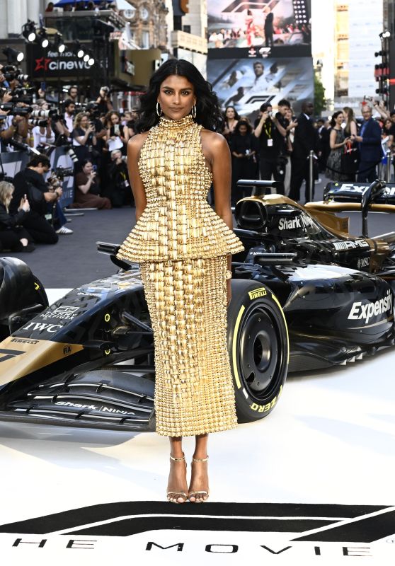 Simone Ashley Debuts Gilded Balmain at F1 London Premiere