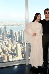Sofia Carson Ascends Empire State in Ethereal Pleats