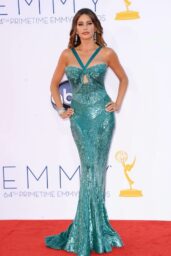 Sofia Vergara Attends 64th Emmy Awards in Teal Sequins